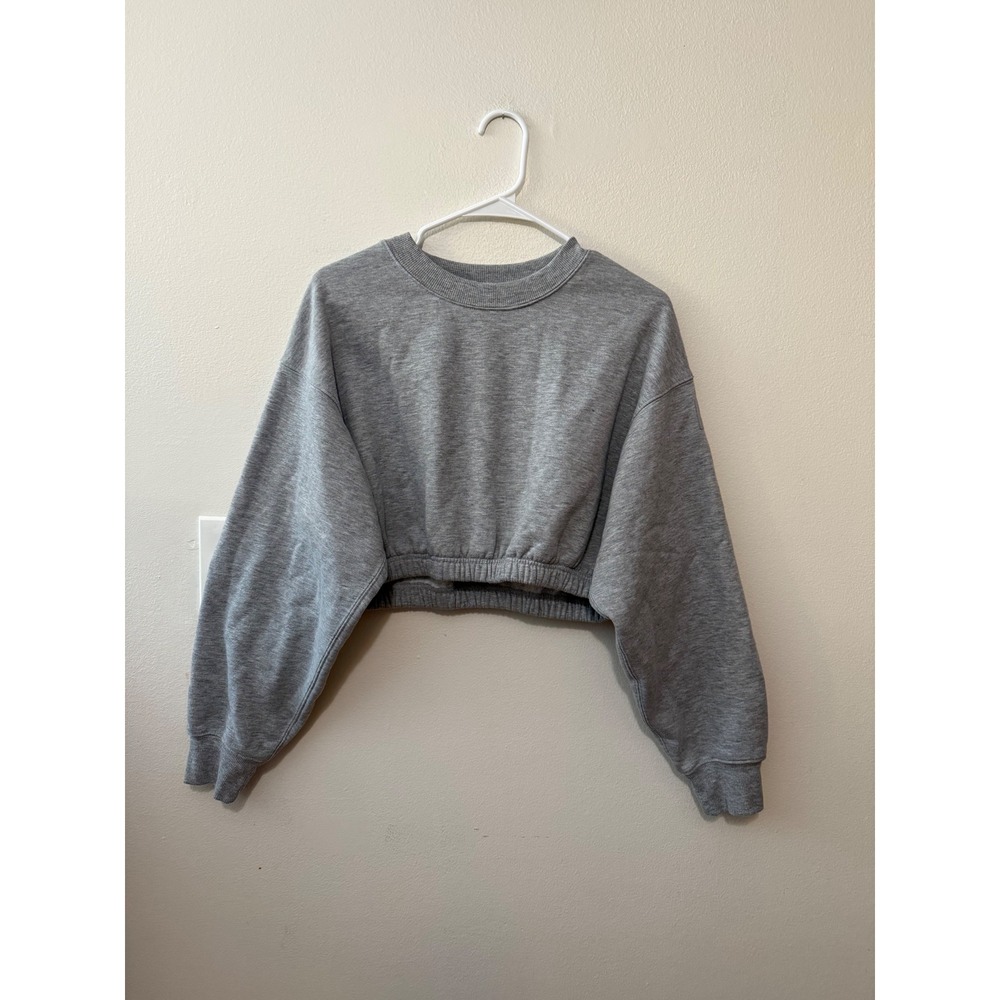 Alo Devotion Cropped Crewneck Pullover Athletic Heather Gray Size S